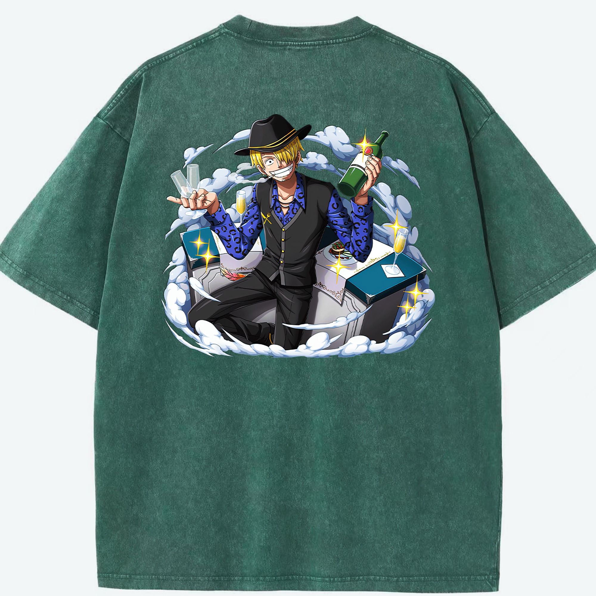 ワンピース サンジ ONE PIECE Sanji 綿100% ヴィンテージ風 半袖Tシャツ（背面プリント）